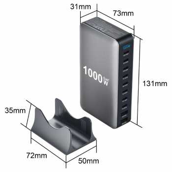 Gambar produk STONEGO Charger Station Fast Charging 10 Port USB Type C GaN3 1000W - YMX-1000W