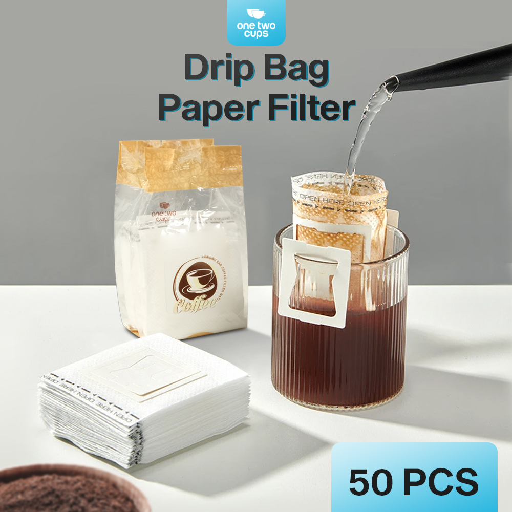 One Two Cups Kertas Penyaring Kopi Coffee Drip Bag Paper Filter 50PCS - T111 Gambar produk One Two Cups Kertas Penyaring Kopi Coffee Drip Bag Paper Filter 50PCS - T111