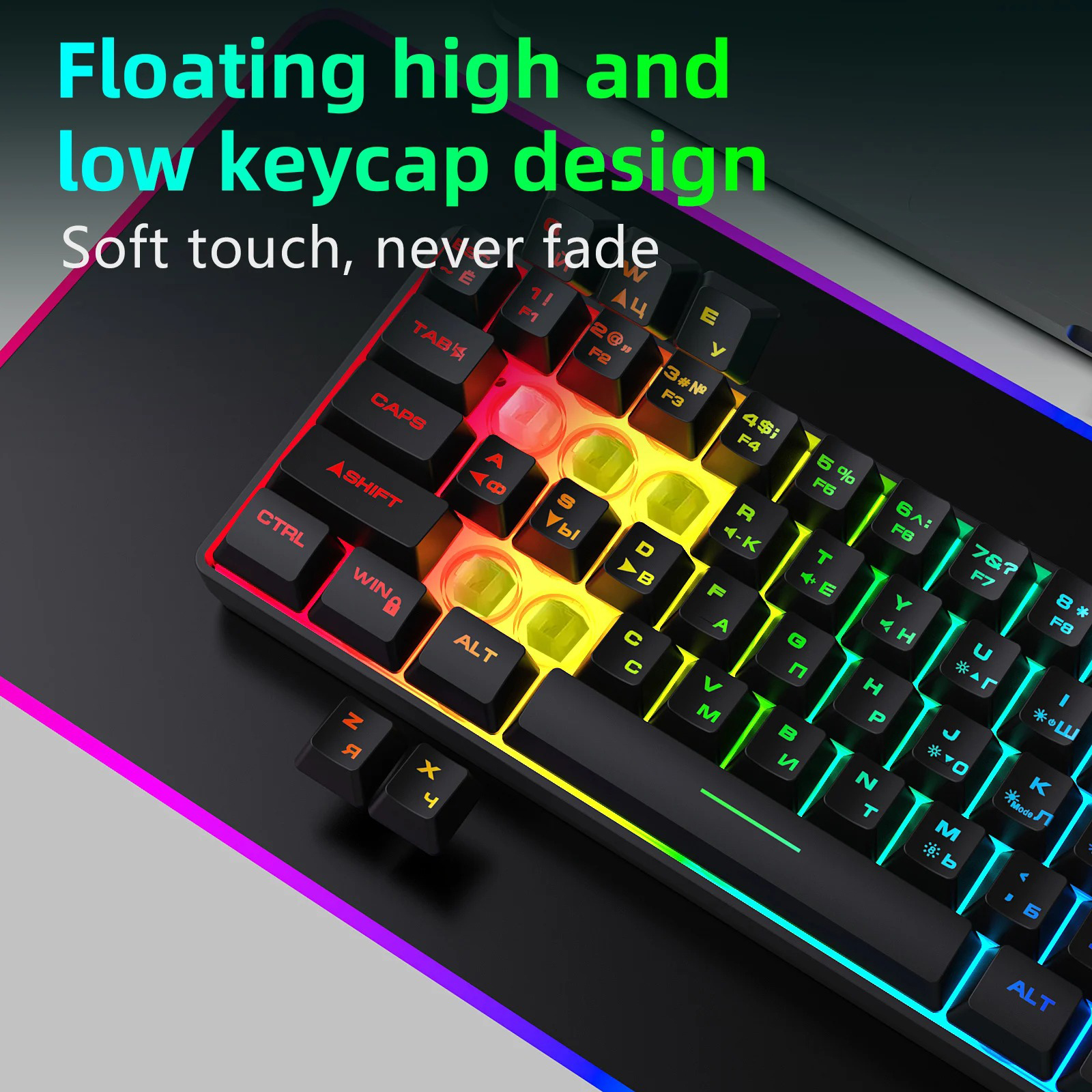 Mechova Keyboard Gaming RGB Mechanical Feel 61 Key Wireless 2.4G - K401 Gambar produk Mechova Keyboard Gaming RGB Mechanical Feel 61 Key Wireless 2.4G - K401