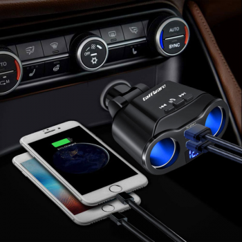 Taffware Car Charger Bluetooth LED Display USB Cigarette Port 90W - A9