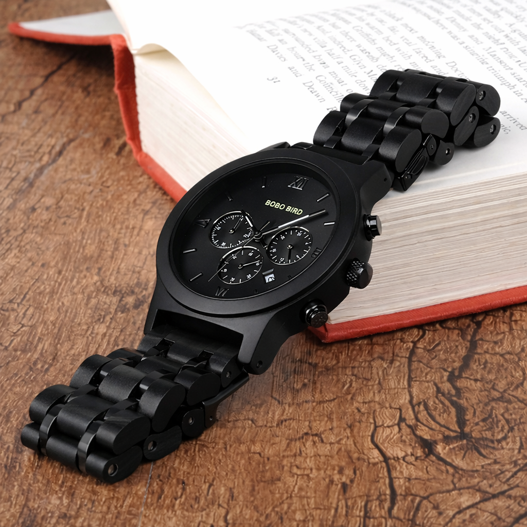 BOBO BIRD Jam Tangan Kayu Analog Pria - P19 Gambar produk BOBO BIRD Jam Tangan Kayu Analog Pria - P19