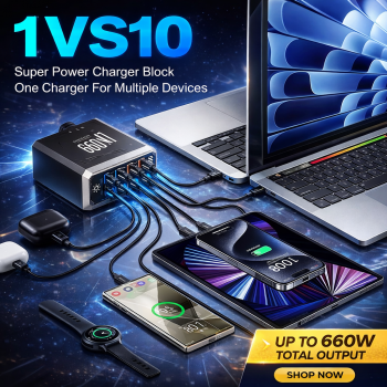 Gambar produk Asometech Charger Station Fast Charging Touch10 Port Type C GaN 660W - YMX-660W