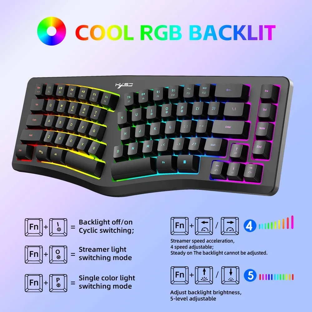 LUXGLOW Keyboard Gaming RGB Mechanical Feel Ergonomic 69 Key USB Wired - G131 Gambar produk LUXGLOW Keyboard Gaming RGB Mechanical Feel Ergonomic 69 Key USB Wired - G131