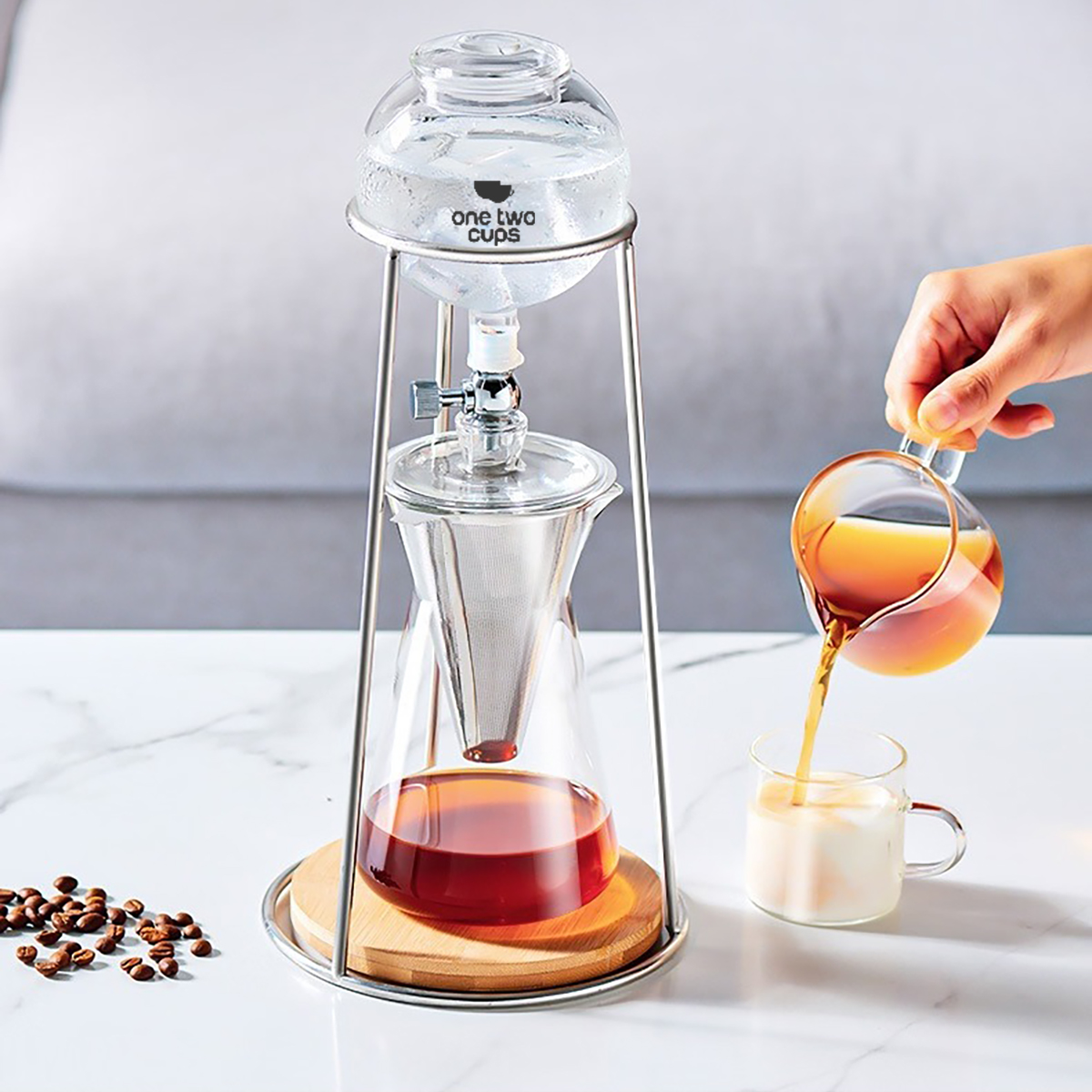 One Two Cups Cold Brew Coffee Maker Ice Drip Regulating Valve 600ml - C4-04 Gambar produk One Two Cups Cold Brew Coffee Maker Ice Drip Regulating Valve 600ml - C4-04