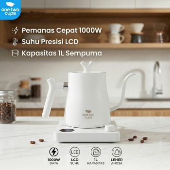 One Two Cups Teko Listrik Kopi Pemanas Air Leher Angsa LCD 1000W 1L - HR-462