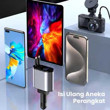 Gambar produk KEBETEME Car Charger Mobil Kabel USB Type C Lightning Port 24V 120W - KT2