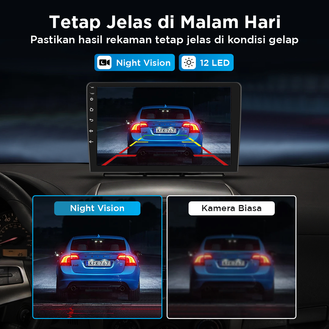 THREECAR Kamera Mundur Parkir Mobil Night Vision 488p 12 LED IP68 - S12 Gambar produk THREECAR Kamera Mundur Parkir Mobil Night Vision 488p 12 LED IP68 - S12