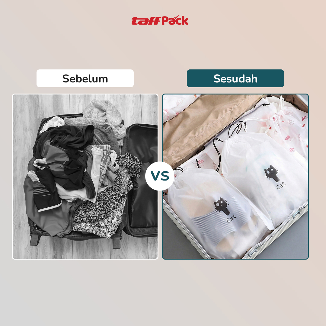 TaffPACK Kantong Plastik Travel Drawstring Pouch 18x25cm 1 PCS - VB-72 Gambar produk TaffPACK Kantong Plastik Travel Drawstring Pouch 18x25cm 1 PCS - VB-72