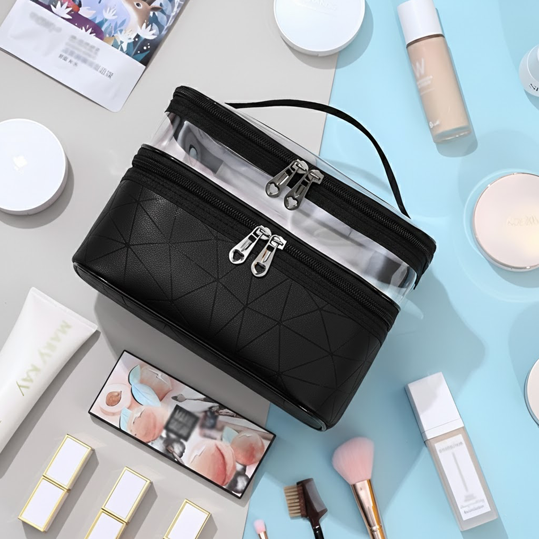 QEHIIE Tas Kosmetik Make Up Travel Wanita Vinyl - Q686 Gambar produk QEHIIE Tas Kosmetik Make Up Travel Wanita Vinyl - Q686