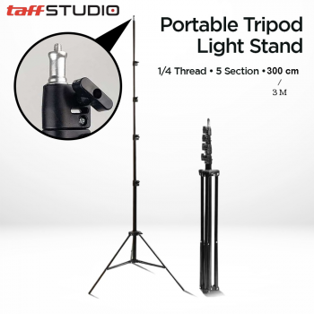 TaffSTUDIO Portable Tripod Light Stand 1/4 Thread 5 Section 300cm - SN453