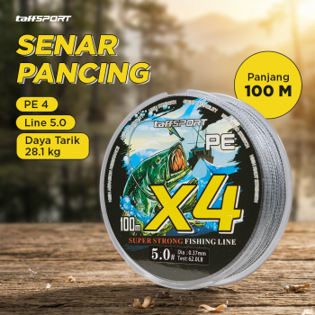 TaffSPORT Senar Pancing PE 4 Braided Strand Fishing Line 100M - X4