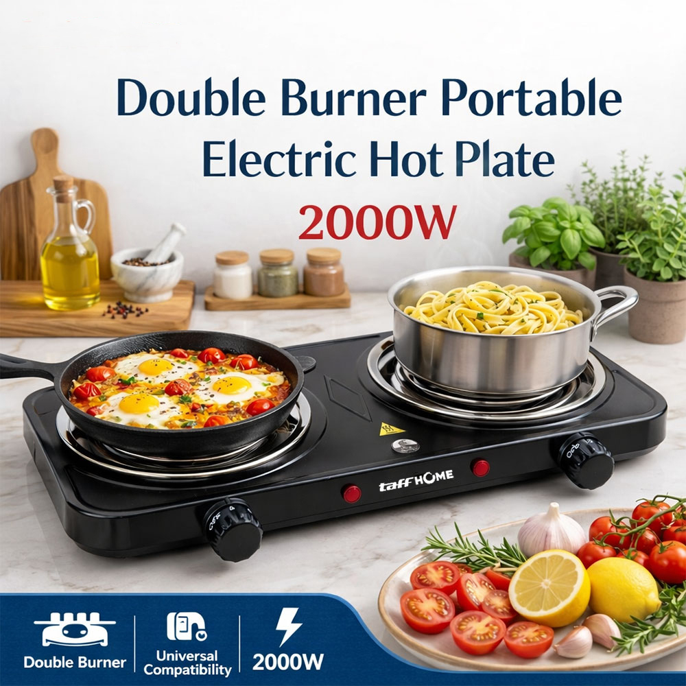 TaffHOME Kompor Listrik 2 Tungku Portable Coil Hot Plate 2000W - WY-05C Gambar produk TaffHOME Kompor Listrik 2 Tungku Portable Coil Hot Plate 2000W - WY-05C