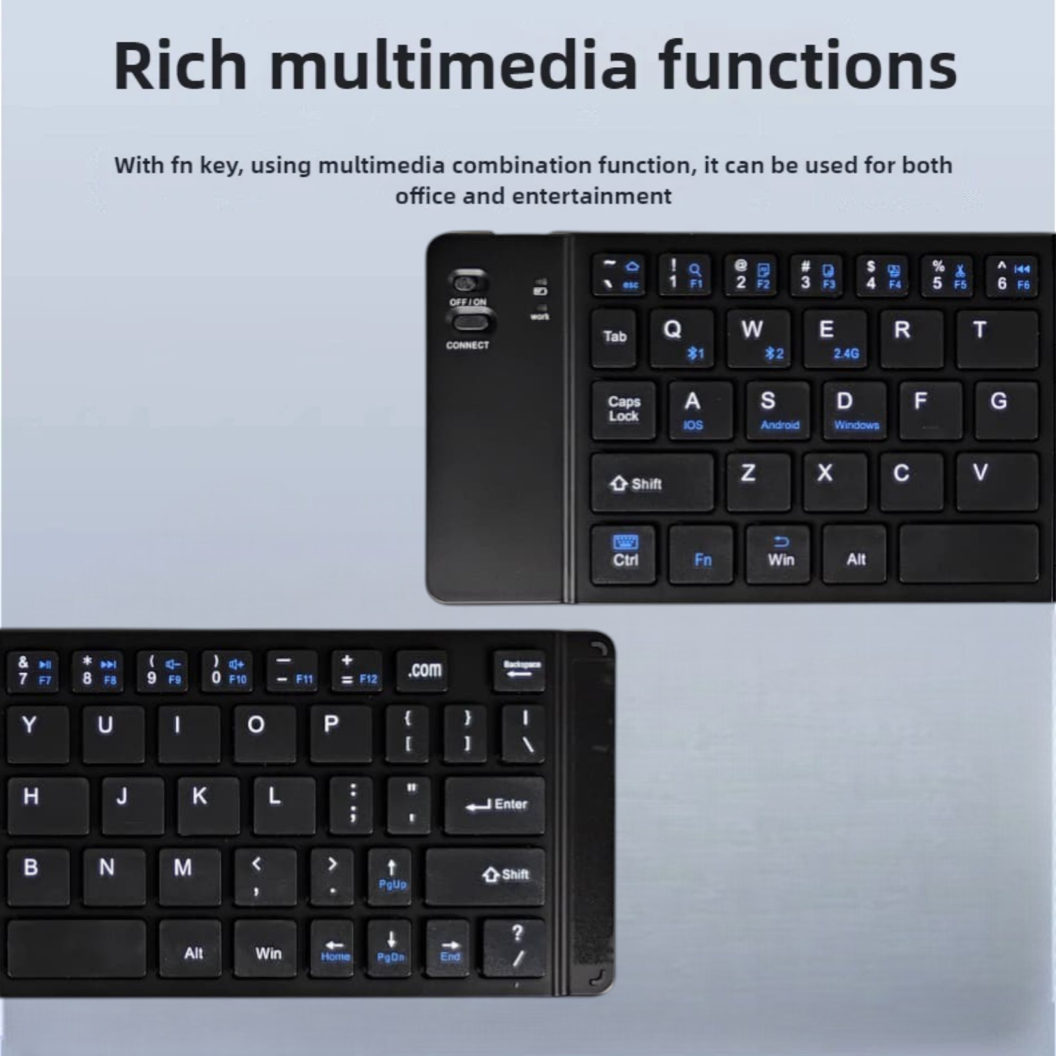 MINGVIL Keyboard Foldable Wireless Dual Mode Bluetooth 65 Keys 150mAh - 919 Gambar produk MINGVIL Keyboard Foldable Wireless Dual Mode Bluetooth 65 Keys 150mAh - 919