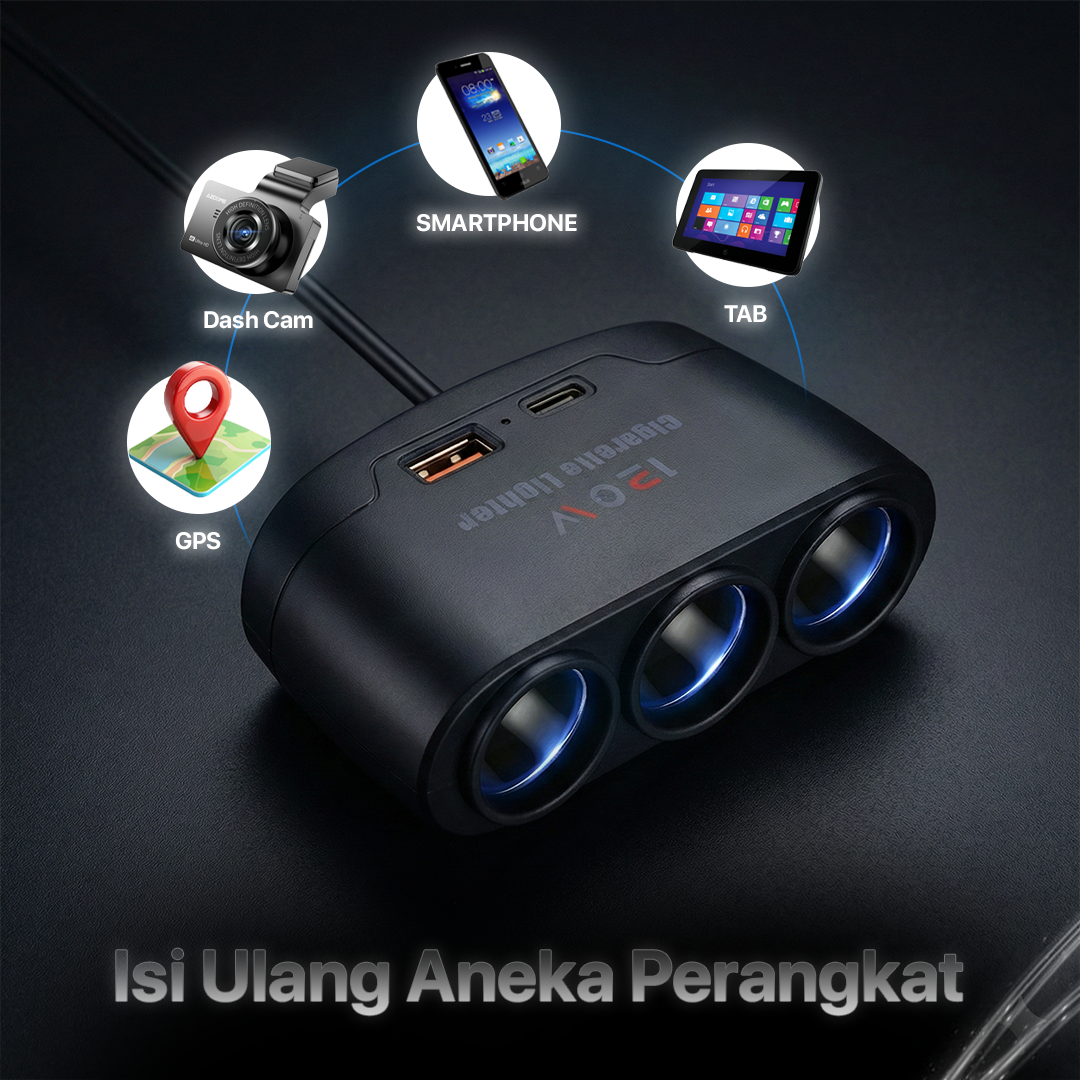 Gambar produk Kebidumei Car Charger Mobil Fast Charging Cigarette USB C 2.4A 120W - D-24