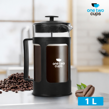 One Two Cups French Press Coffee Maker Pot Plunger Borosilicate Glass - FN35