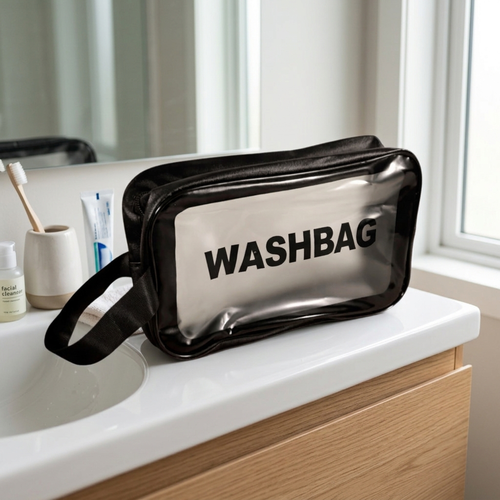 Gambar produk WASHBAG Tas Kosmetik Alat Make Up Portable Pouch Korean PVC Size M - B411