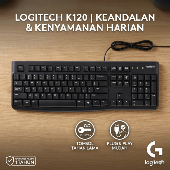 Gambar produk Logitech USB Keyboard Kabel Full Size Plug and Play - K120