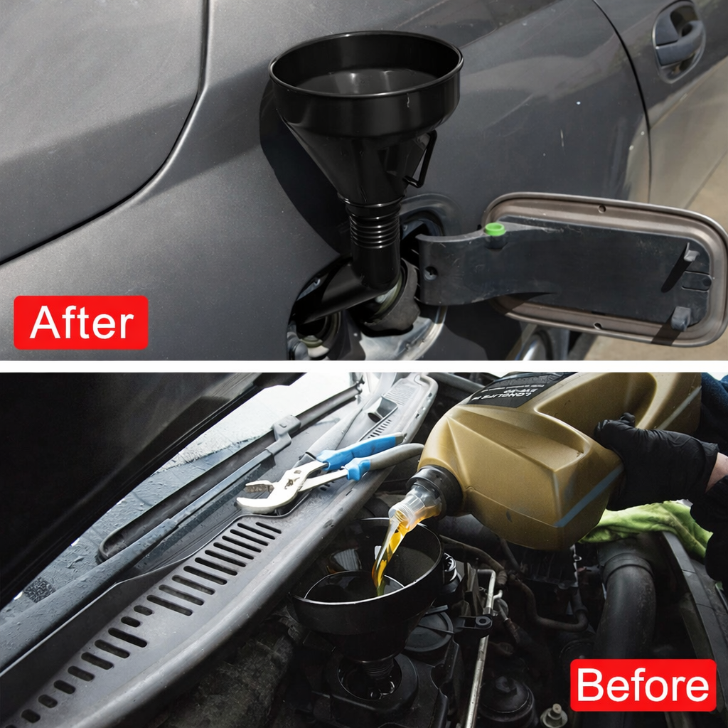 Gambar produk WANXIA Corong Oli Bensin Minyak Motor Mobil Siku Elbow Funnel 13.5cm - W18