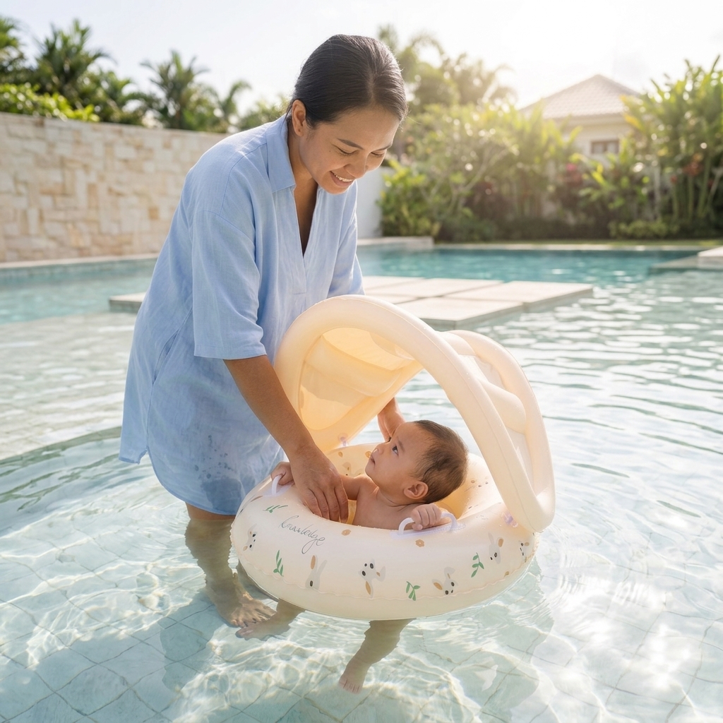 EXCLUZO Ban Pelampung Renang Bayi Seat Canopy Inflatable Swim 55x23cm - 6111 Gambar produk EXCLUZO Ban Pelampung Renang Bayi Seat Canopy Inflatable Swim 55x23cm - 6111