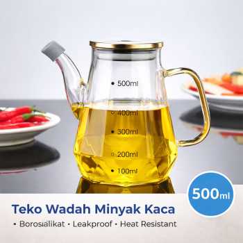 FMA Teko Wadah Minyak Kaca Borosilikat Leakproof Heat Resistant - FM-3PL