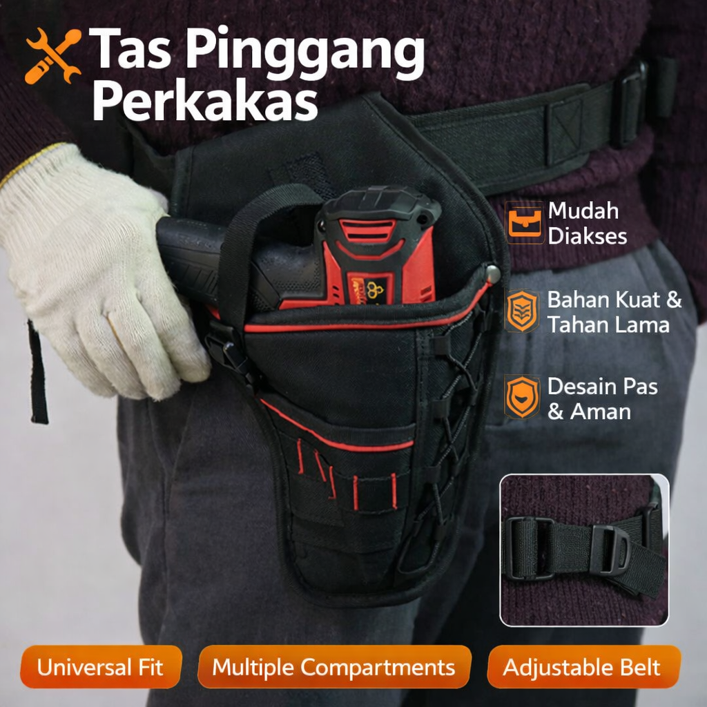ESPLB Tas Pinggang Perkakas Drill Holster Tool Bag Sarung Bor Kanvas - GJ0199 Gambar produk ESPLB Tas Pinggang Perkakas Drill Holster Tool Bag Sarung Bor Kanvas - GJ0199