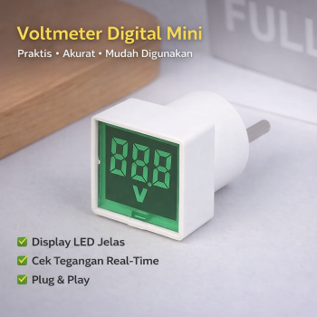 Taffware Alat Pengukur Listrik Voltmeter Digital Display Plug EU 220V - LED-FSV