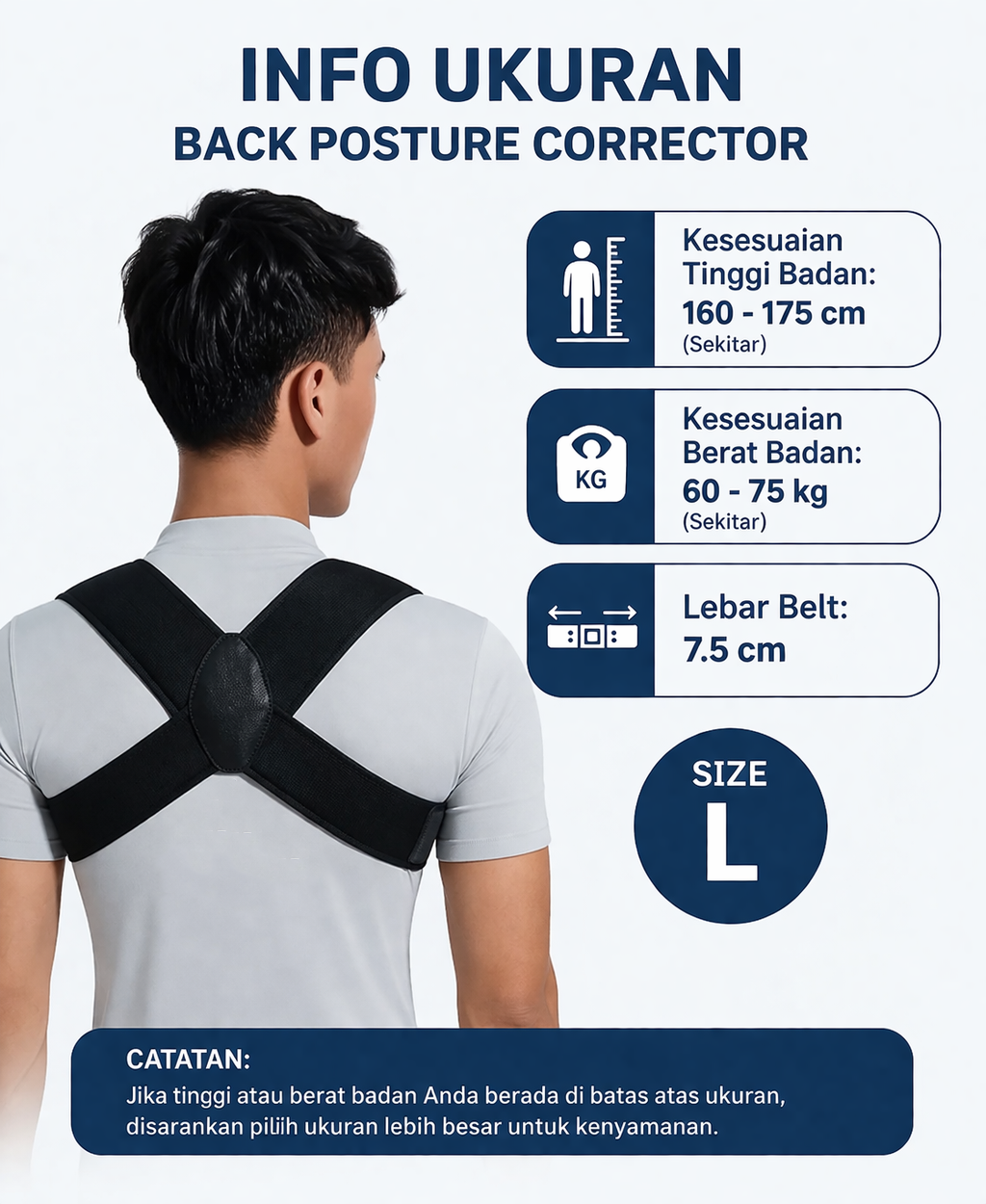 Gambar produk TUSK Alat Terapi Punggung Korektor Penegak Postur Breathable Size L - T-110 - 8