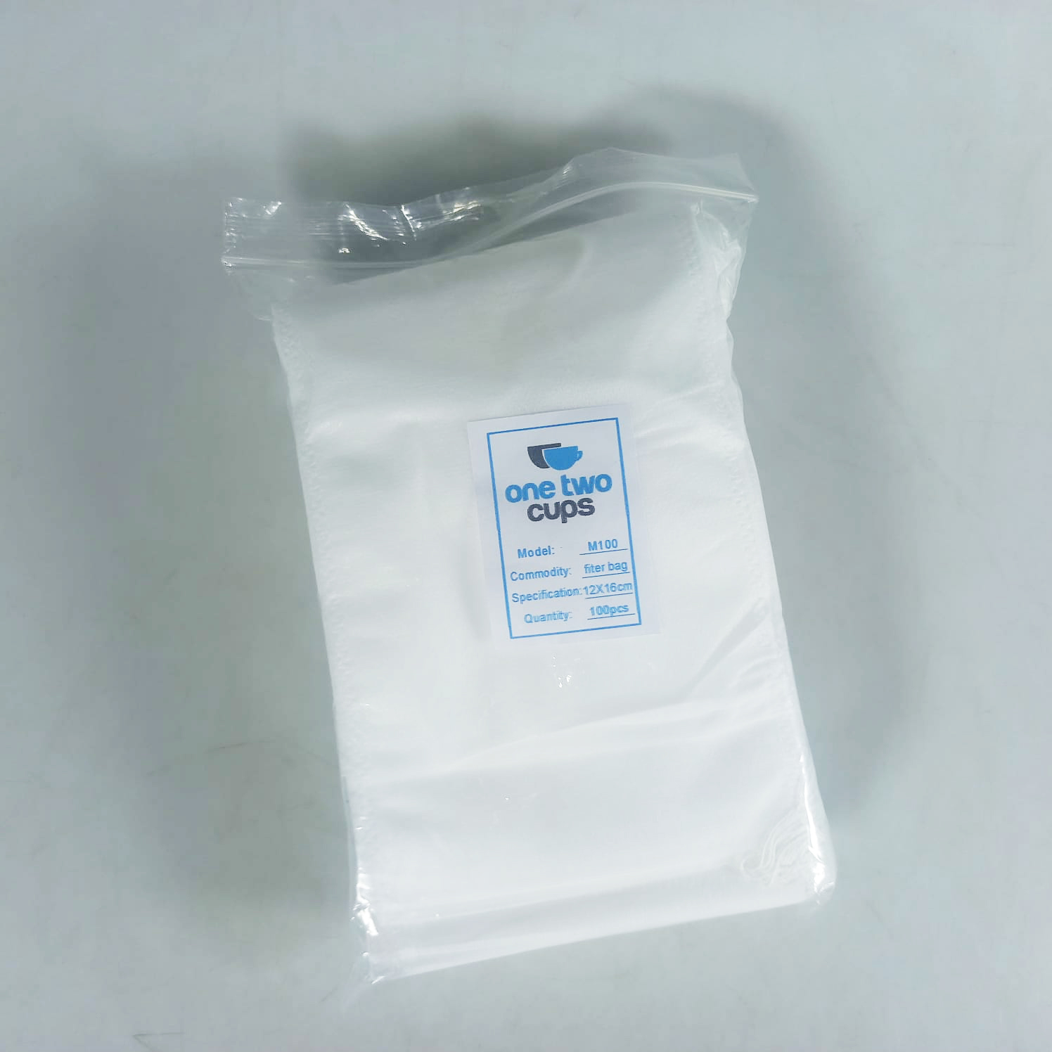 Gambar produk One Two Cups Kantong Teh Filter Saringan Tea Bag Disposable 100 PCS 12x16cm - M100 - Kemasan
