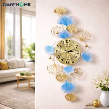 TaffHOME Jam Dinding Besi Elegan Ginkgo Biloba Silent Movement 91.5cm - 2221C