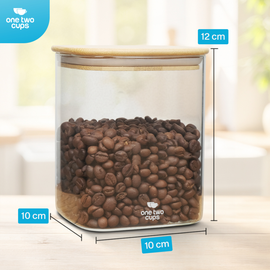 One Two Cups Toples Kaca Penyimpanan Makanan Kedap Udara Storage Jar 1L-10x10x12cm - HC1019 Gambar produk One Two Cups Toples Kaca Penyimpanan Makanan Kedap Udara Storage Jar 1L-10x10x12cm - HC1019