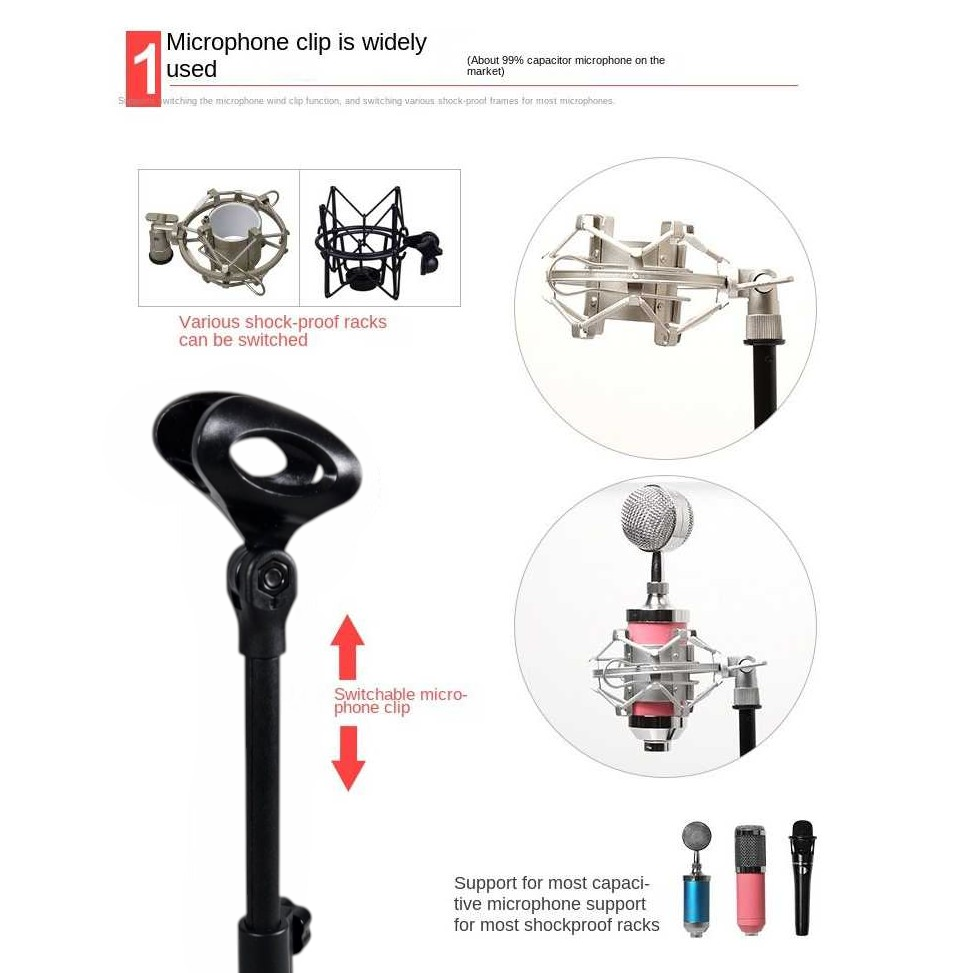 TaffSTUDIO Stand Mikrofon Desktop Microphone Holder Adjustable Height - BM-03 Gambar produk TaffSTUDIO Stand Mikrofon Desktop Microphone Holder Adjustable Height - BM-03