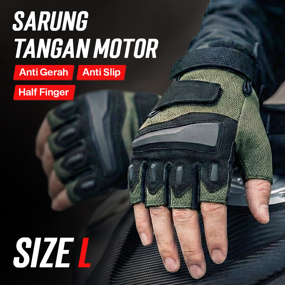 Black Eagle Sarung Tangan Motor Tactical Half Finger L - PC016 Gambar produk Black Eagle Sarung Tangan Motor Tactical Half Finger L - PC016