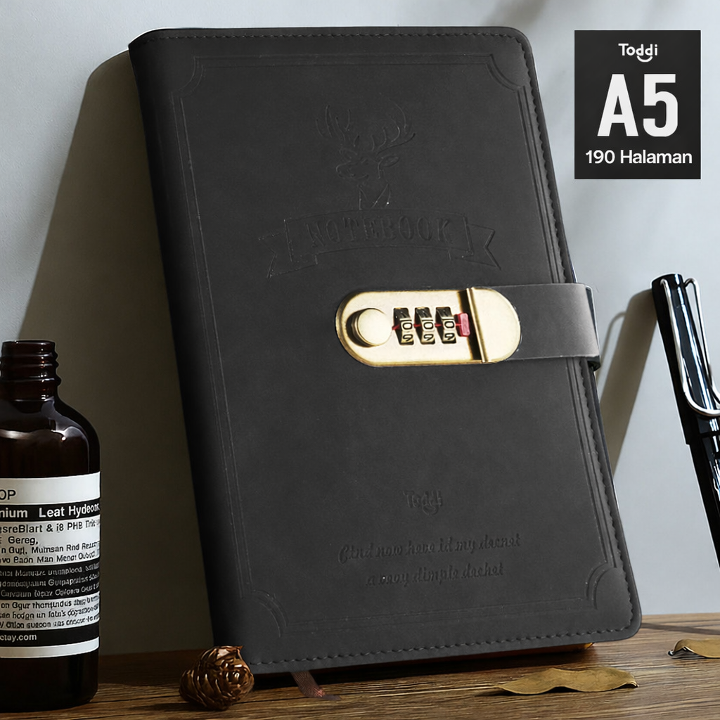 Toddi Buku Diary Notebook Catatan Jurnal 80GSM 190 Halaman with Lock - TD-500 Gambar produk Toddi Buku Diary Notebook Catatan Jurnal 80GSM 190 Halaman with Lock - TD-500