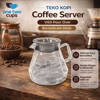 One Two Cups Teko Kopi Coffee Server V60 Drip Pour Over Borosilikat - LS048