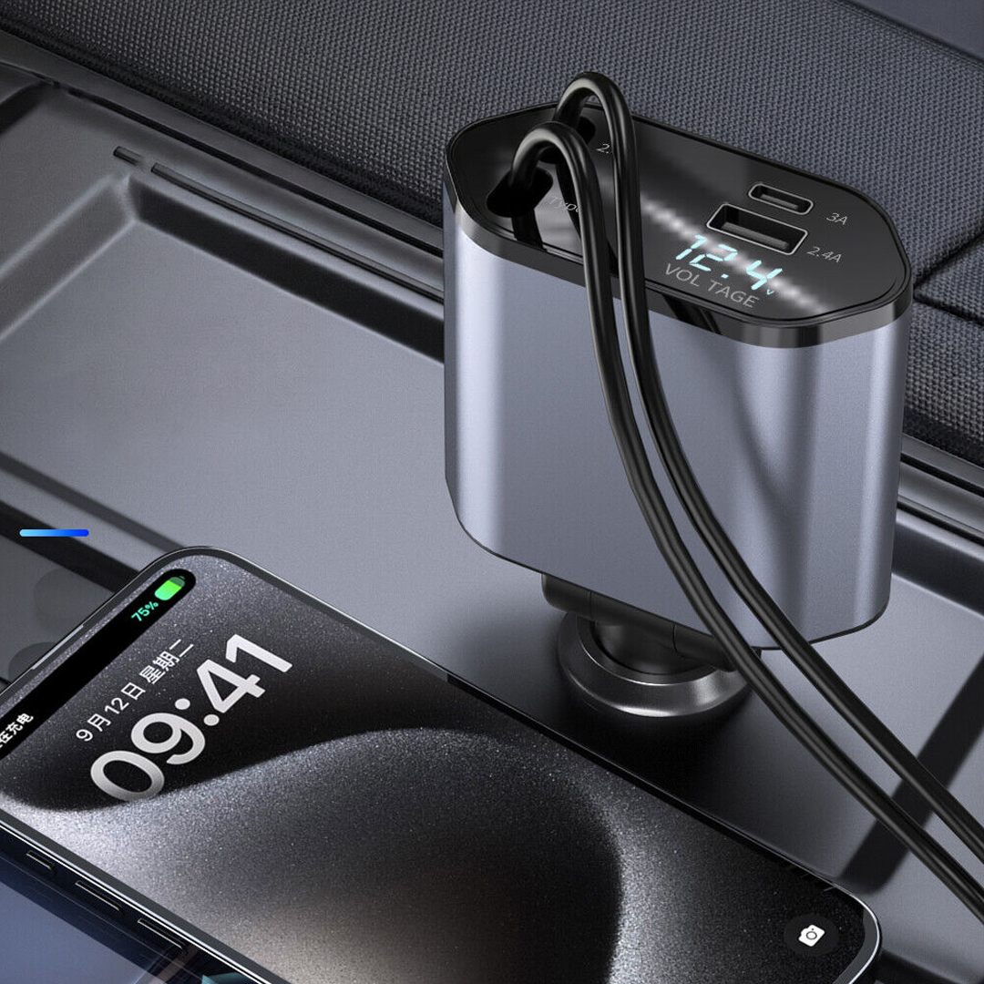 Gambar produk KEBETEME Car Charger Mobil Kabel USB Type C Lightning Port 24V 120W - KT2