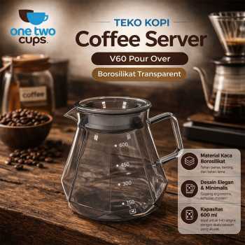 One Two Cups Teko Kopi Coffee Server V60 Drip Pour Over Borosilikat - LS048