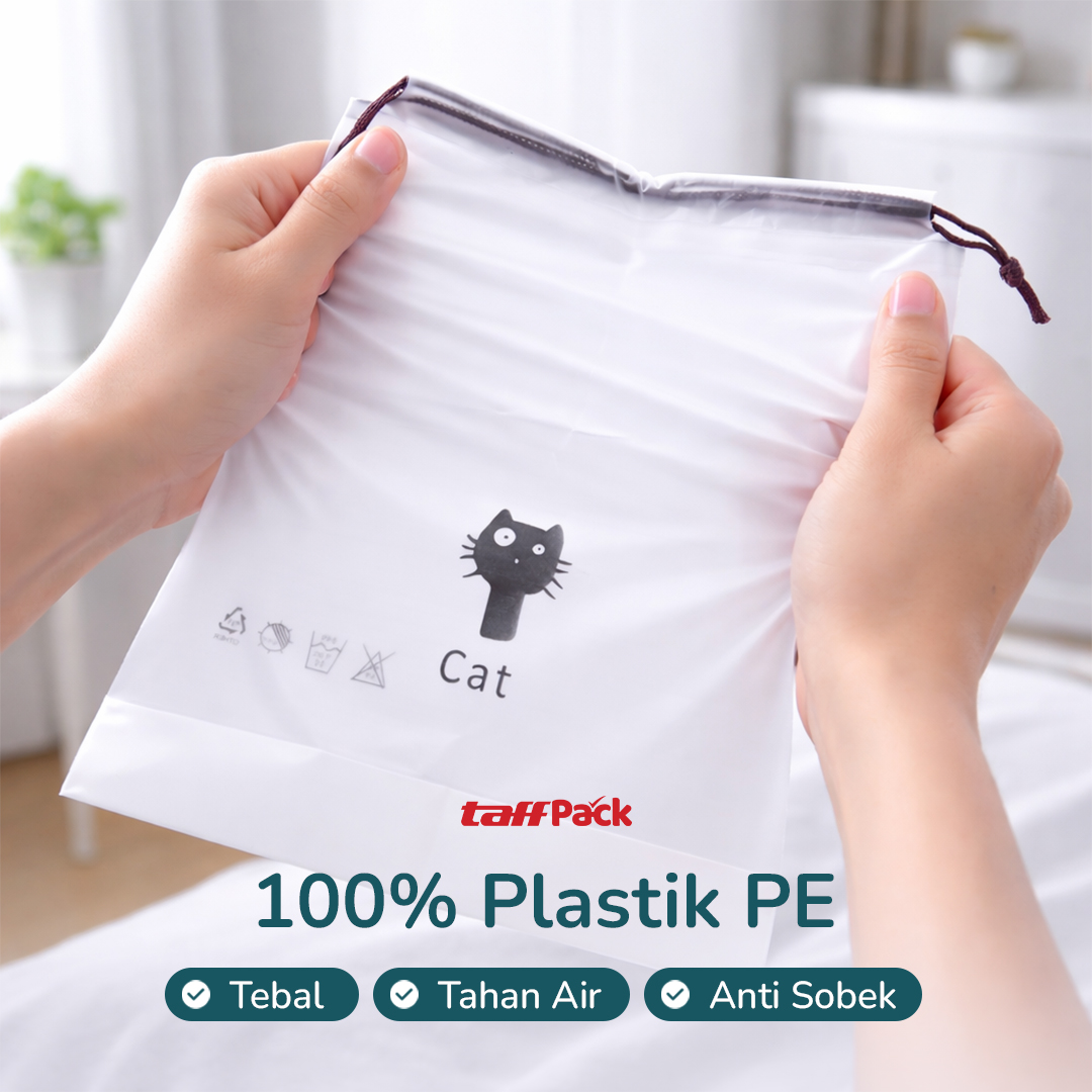 TaffPACK Kantong Plastik Travel Drawstring Pouch 18x25cm 1 PCS - VB-72 Gambar produk TaffPACK Kantong Plastik Travel Drawstring Pouch 18x25cm 1 PCS - VB-72