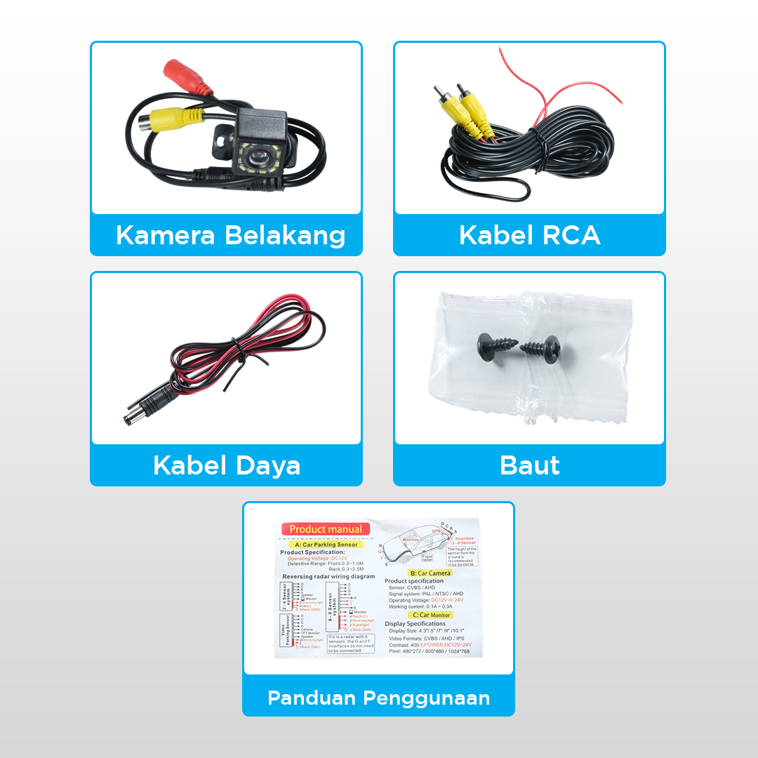 THREECAR Kamera Mundur Parkir Mobil Night Vision 488p 12 LED IP68 - S12 Gambar produk THREECAR Kamera Mundur Parkir Mobil Night Vision 488p 12 LED IP68 - S12