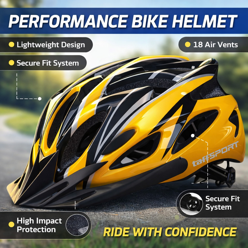 TaffSPORT Helm Sepeda Bicycle Road Bike Helmet EPS PVC 18 Air Vent - X40 Gambar produk TaffSPORT Helm Sepeda Bicycle Road Bike Helmet EPS PVC 18 Air Vent - X40
