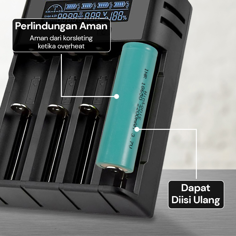 WINTONIC Baterai Rechargeable 18650 INR 3.7V 1 PCS 2200mAh Gambar produk WINTONIC Baterai Rechargeable 18650 INR 3.7V 1 PCS 2200mAh