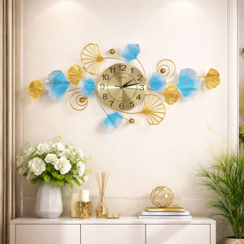 TaffHOME Jam Dinding Besi Elegan Ginkgo Biloba Silent Movement 91.5cm - 2221C