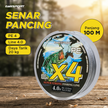 TaffSPORT Senar Pancing PE 4 Braided Strand Fishing Line 100M - X4