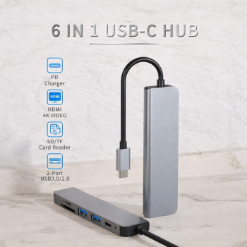 BAKEEY USB Hub Type C 3.0 6in1 USB 2.0 USB 3.0 SD Micro SD HDMI PD QC - BK6