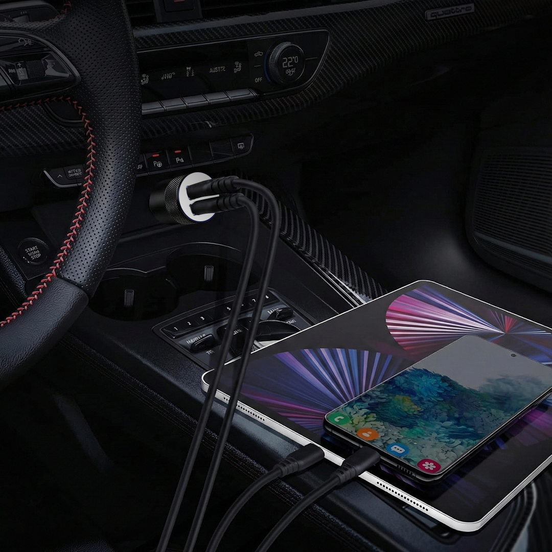 Fashion Car Charger Dual USB Port Cigarette Plug 2.1A - YSC-11 Gambar produk Fashion Car Charger Dual USB Port Cigarette Plug 2.1A - YSC-11