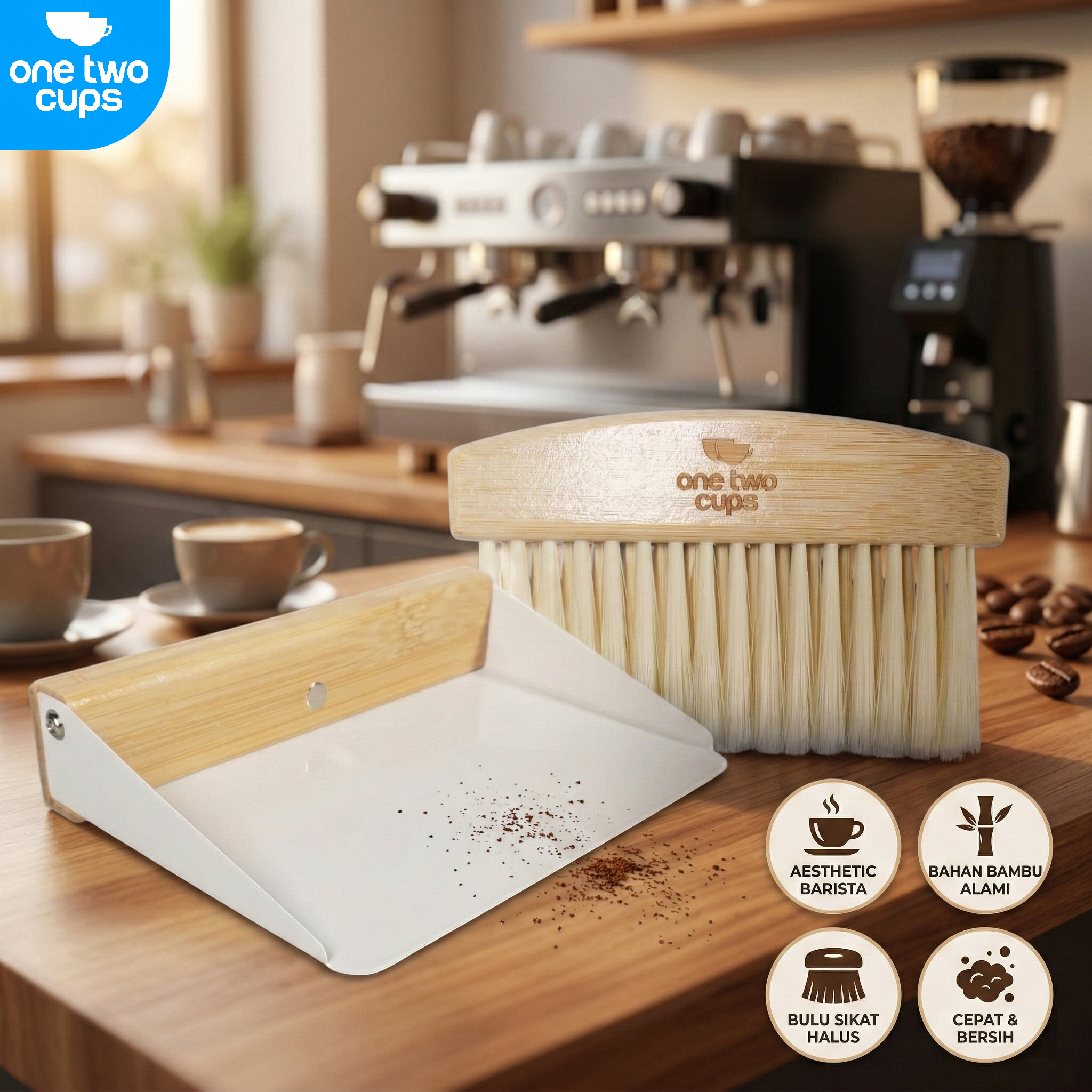 One Two Cups Set Alat Pembersih Bar Kopi Coffee Cleaning Brush Kit - DL-SET Gambar produk One Two Cups Set Alat Pembersih Bar Kopi Coffee Cleaning Brush Kit - DL-SET