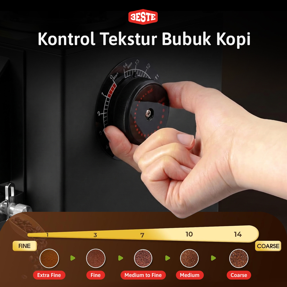 Trieste Penggiling Biji Kopi Coffee Grinder Auto Tamper 350W 450gr - K-64Y Gambar produk Trieste Penggiling Biji Kopi Coffee Grinder Auto Tamper 350W 450gr - K-64Y