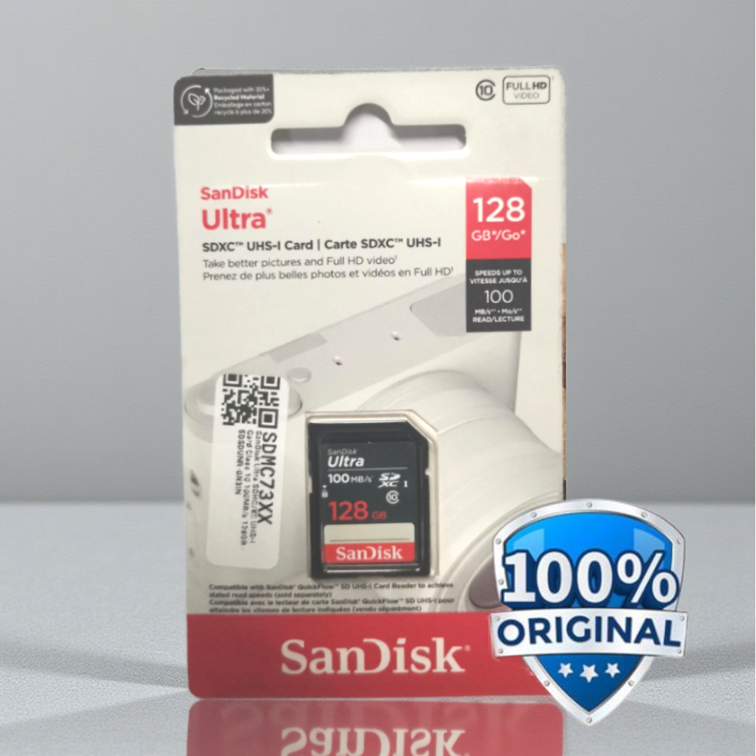 SanDisk Ultra SDHC/XC UHS-I Card Class 10 100MB/s 128GB - SDSDUNR-GN3IN Gambar produk SanDisk Ultra SDHC/XC UHS-I Card Class 10 100MB/s 128GB - SDSDUNR-GN3IN