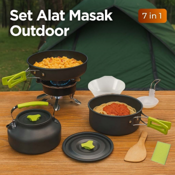 Gambar produk AstaGear Alat Masak Outdoor Camping Nesting Cooking Aluminium 7 in 1 - DS-308