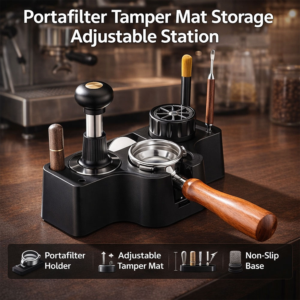PUSEE Base Alat Kopi Portafilter Tamper Mat Storage Adjustable Station - BB-350 Gambar produk PUSEE Base Alat Kopi Portafilter Tamper Mat Storage Adjustable Station - BB-350
