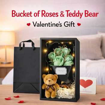 WS Buket Bunga Sabun Mawar Boneka LED String Soap Rose Valentine Gift - WS-07